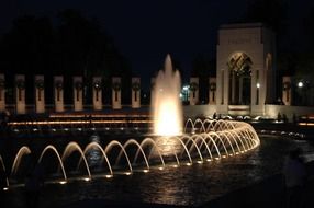 washington ,beautiful memorial fountain in honor of the war, world war ii memorial