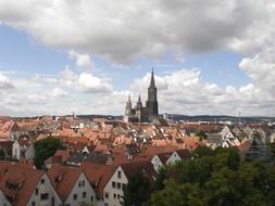 ulm cathedral in city, top view, germany, munich