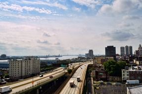 highway in cityscape, usa, pennsylvania, philadelphia