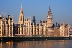 the architectural design of the Palace of Westminster beside River