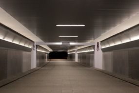 empty pedestrian tunnel at night