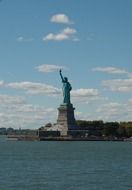 statue of liberty on waterfront, usa, nyc