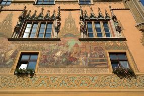 Colorful fresco on the facade of the town hall