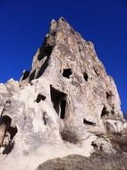 rock dwelling at sky, turkey, cappadocia