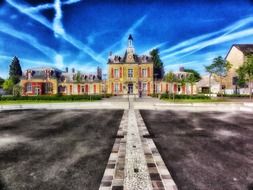 walk path to town hall building, france, persan
