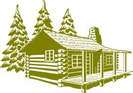 log cabin with porch, illustration