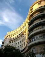 building with curved facade at summer, spain, valencia