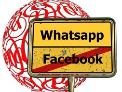 facebook and whatsapp, shield at e-mail signs on sphere