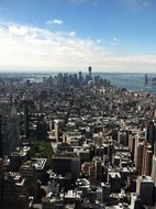 top view of city on coast, usa, manhattan, nyc