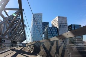 oslo bj&oslash;rvika acrobat bridge bridge metal frame modern building