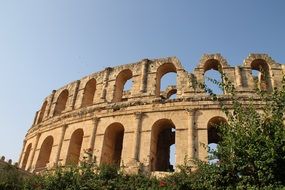 ancient ruins of amphitheater in tunisia