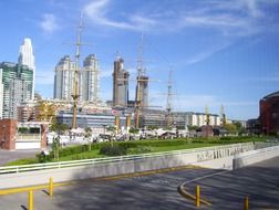 sailing ship in port at city, argentina, buenos aires