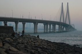 morning view bandra worli sea link bridge india mumbai