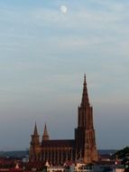 ulm cathedral in old town at evening sky, germany, mÃ¼nster