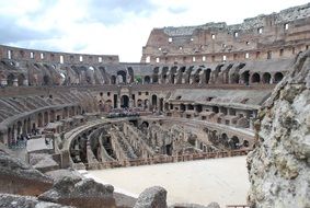 interior of colosseum, stage, italy, rome