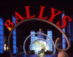 casino hotel neon entrance night view