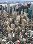 aerial view of buildings in downtown, usa, manhattan, new york city