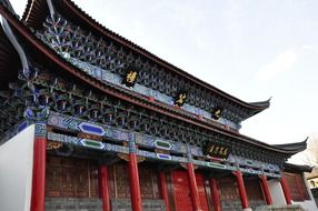 ornate facade of temple, china