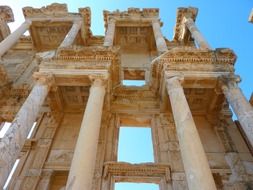 celsus library, ancient ruin, low angle view, turkey, ephesus