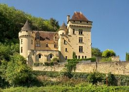 Castle of La Malartrie at summer, france, dordogne