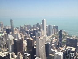 top view of willis tower in cityscape, usa, illinois, chicago