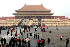 people on Tiananmen Square in Forbidden City, china, beijing