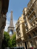 eiffel tower among old buildings, france, paris