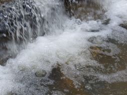 Pure bubbling waterfall close up