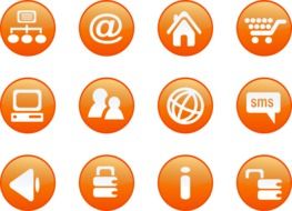 set of orange web icons