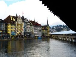 chapel bridge in old town, switzerland, lucerne