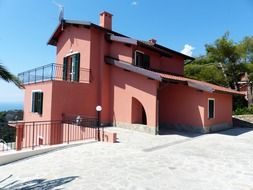 View of the pink villa