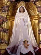 virgin mary and baby jesus, beautiful sculpture in cathedral, spain, salamanca