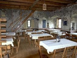 burgruine aggstein, restaurant in medieval castle, germany