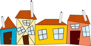 colorful cartoon houses in row