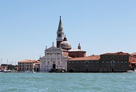 classical renaissance style San Giorgio Maggiore church at sea, italy, venice