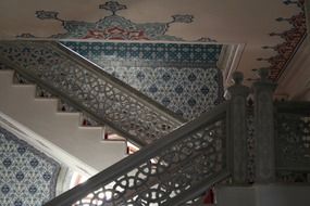 ornate staircase of mosque, turkey