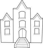 college building, black outline