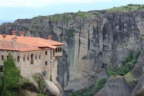 meteora monastery building rock view