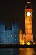 big ben clock tower in London at night