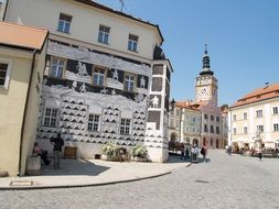 renaissance building on square, czech, mikulov