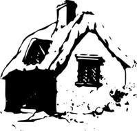 old hut with reed roof, illustration