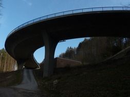 pillar bridge above road at forest