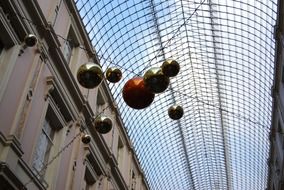 Picture of the christmas balls on a building