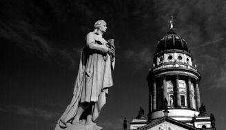 monument to schiller at dome, germany, berlin