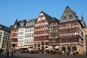 traditional truss buildings on plaza, germany, frankfurt