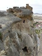 ancient dwellings in tufa rock, turkey, cavusin