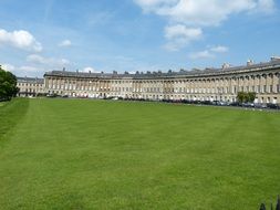 long curved facade of georgian building, uk, england, bath