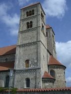 bell tower of late romanesque basilica of st michael, germany, schongau