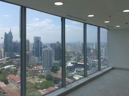 view of modern city from office window, panama