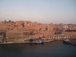 ships in port at old city, malta, valletta